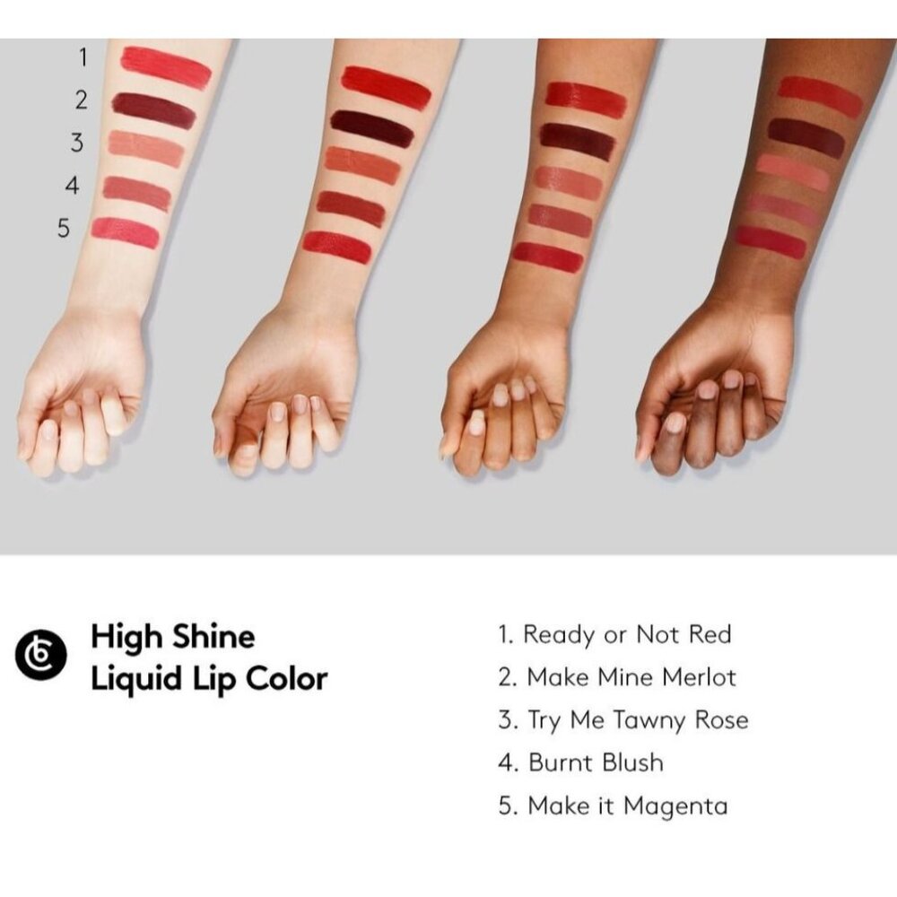 BeCause Cosmetics High Shine Liquid Lip Color - New in Box Choose From 4 Shades